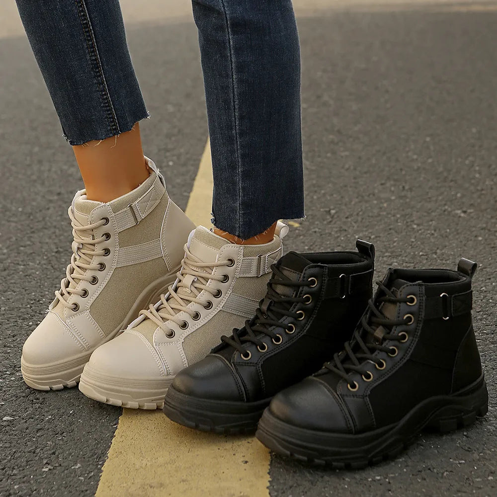 Dodgy Round-Toe Lace-Up Boots