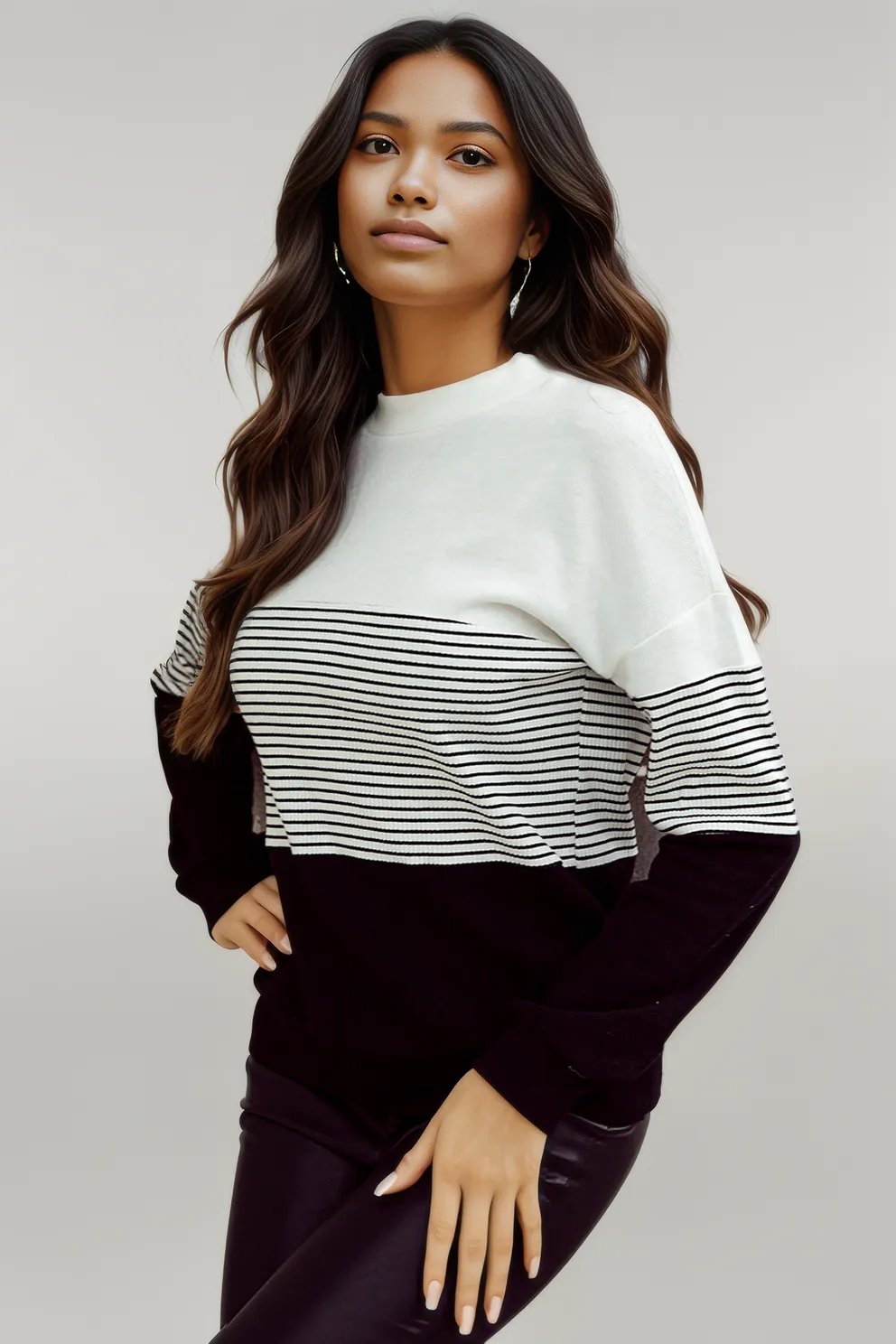 Striped Dropped Shoulder Long Sleeve