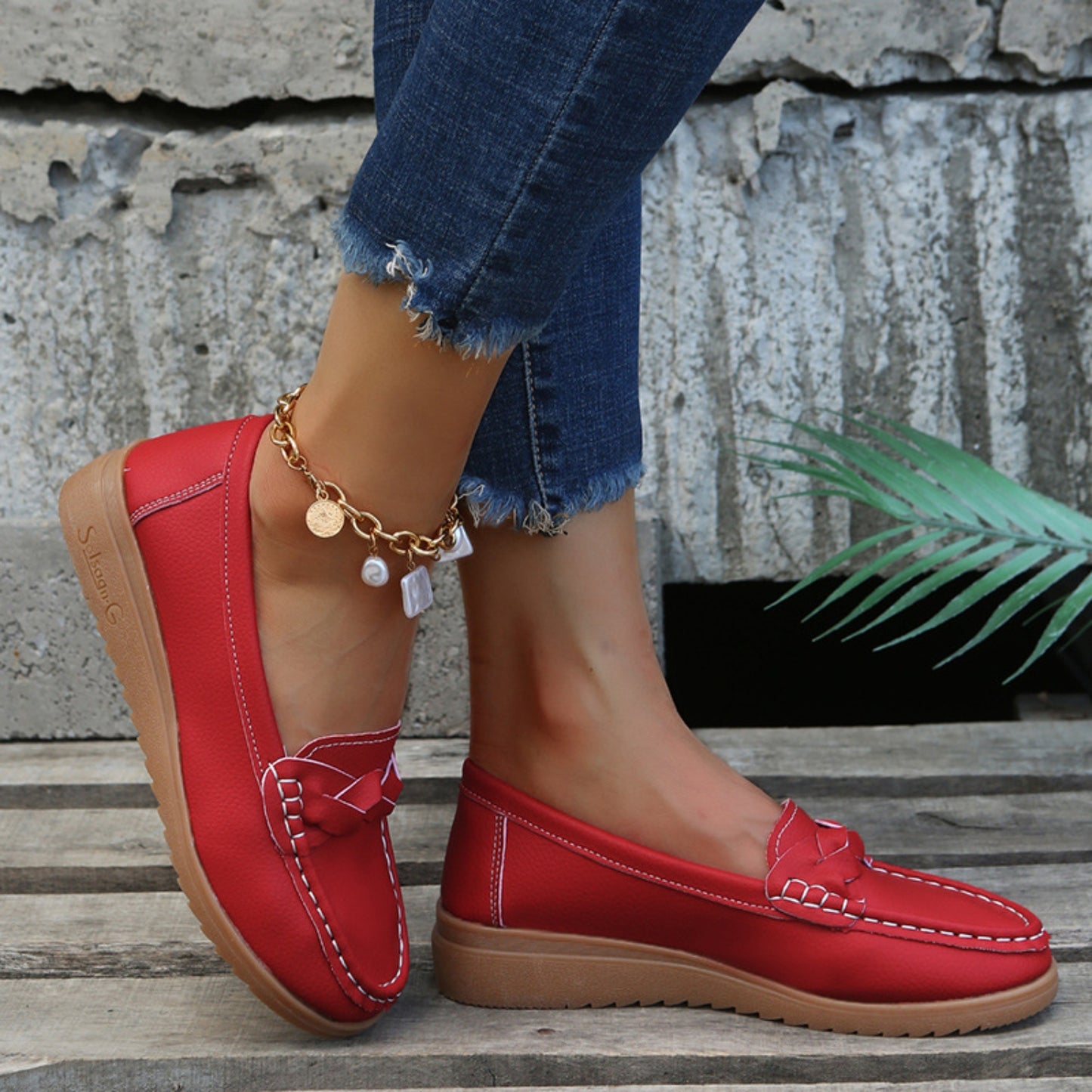 Weave Wedge Heeled Loafers - Shoes & Bags/Crossbody Bags - Trendsi