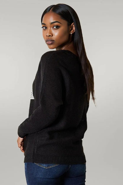 Sequin Graphic Dolman Sleeve Knit Top