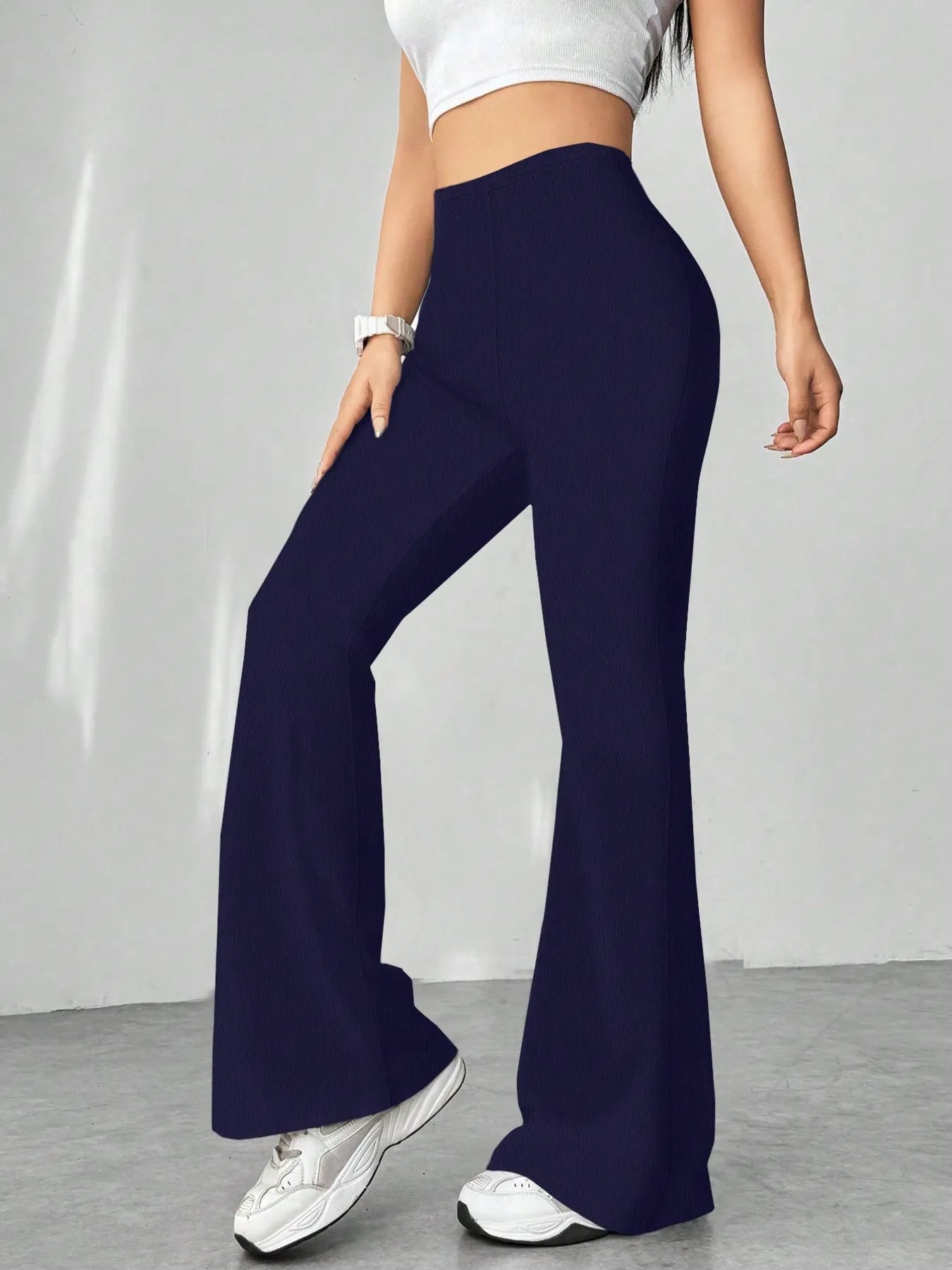 High Waisted Flare Pants Dark Purple