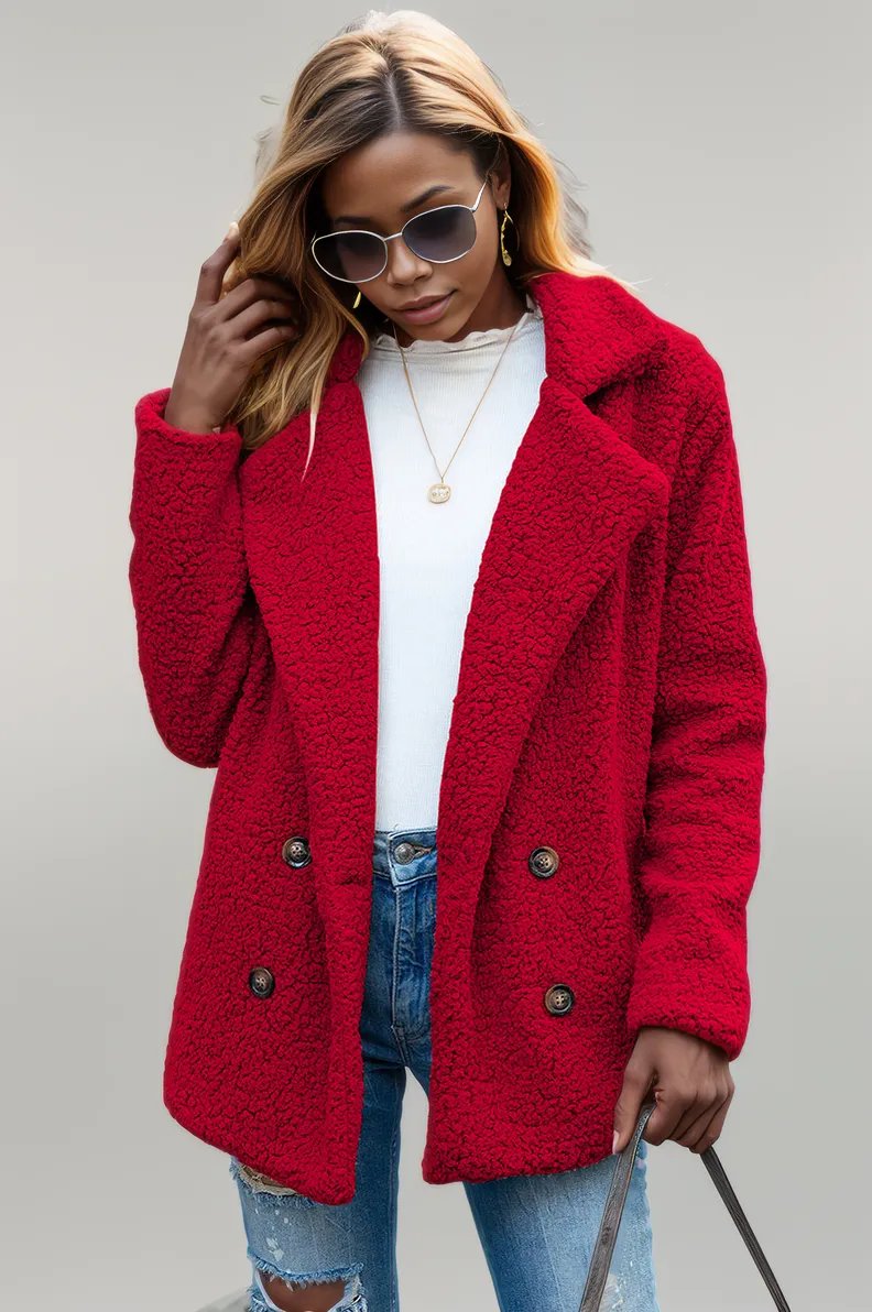 Ivy Lane Full Size Lapel Collar Sherpa Coat