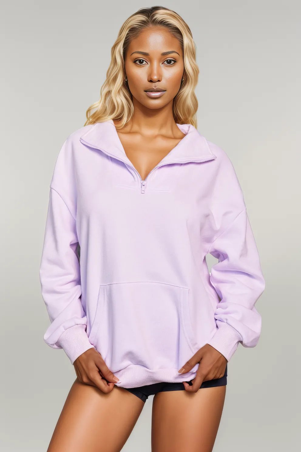 Quarter Zip Dropped Shoulder Sweatshirt