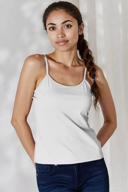 Basic Bae Full Size Round Neck Slim Cami White