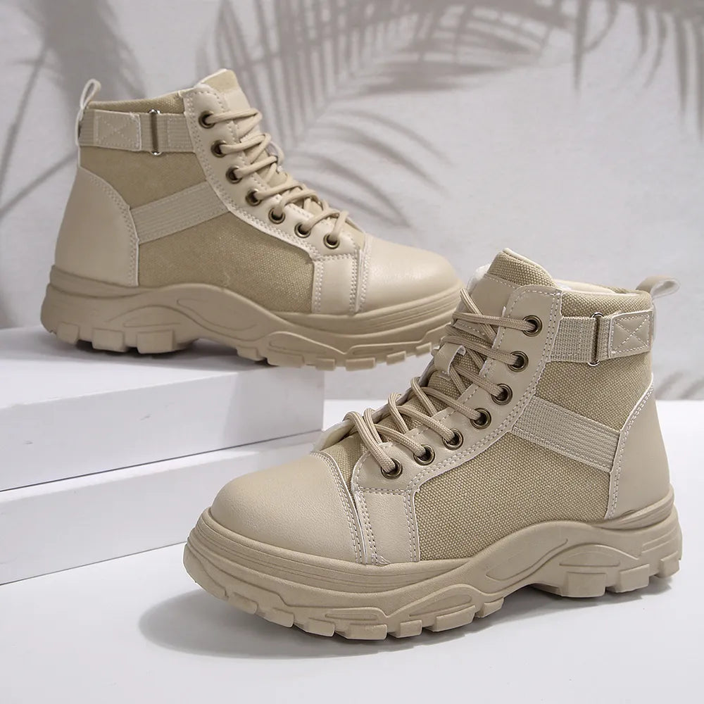Dodgy Round-Toe Lace-Up Boots