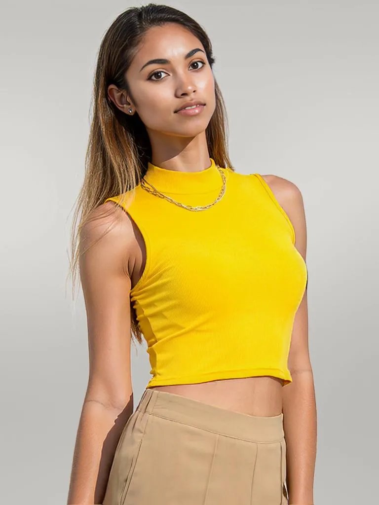 Mock Neck Cropped Tank