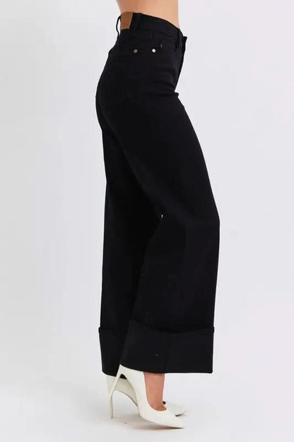 Judy Blue Full Size High Waist Reto Wide Leg W/ Cuff