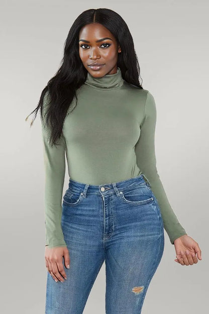 Turtleneck Long Sleeve Bodysuit Sage