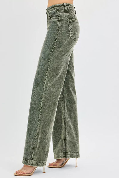 RISEN Full Size High Rise Wide Leg Corduroy Jeans