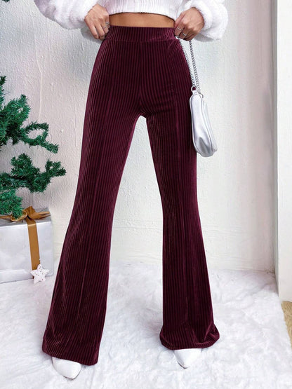 High Waist Flare Pants Burgundy