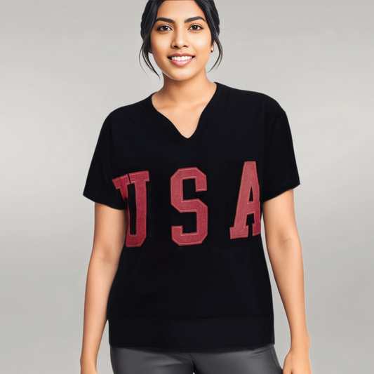 USA Notched Short Sleeve T-Shirt