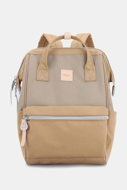 Himawari Water Resistant Canvas Backpack Bag with Side Pockets Camel Khaki One Size