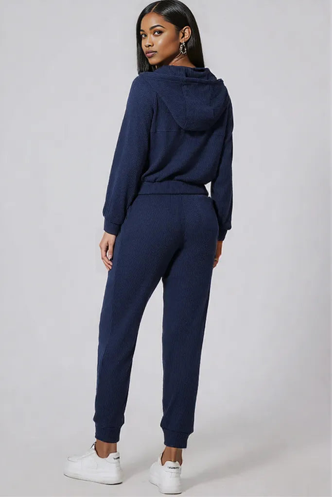Drawstring Half Zip Hoodie and Joggers Active Set