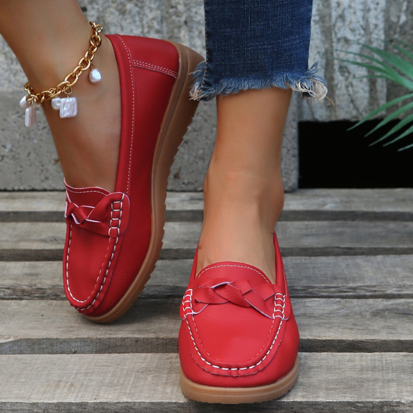 Weave Wedge Heeled Loafers - Shoes & Bags/Crossbody Bags - Trendsi - Deep Red - 43(US11) - 100500950716757