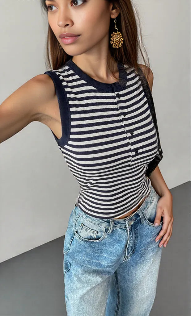 Striped Round Neck Tank