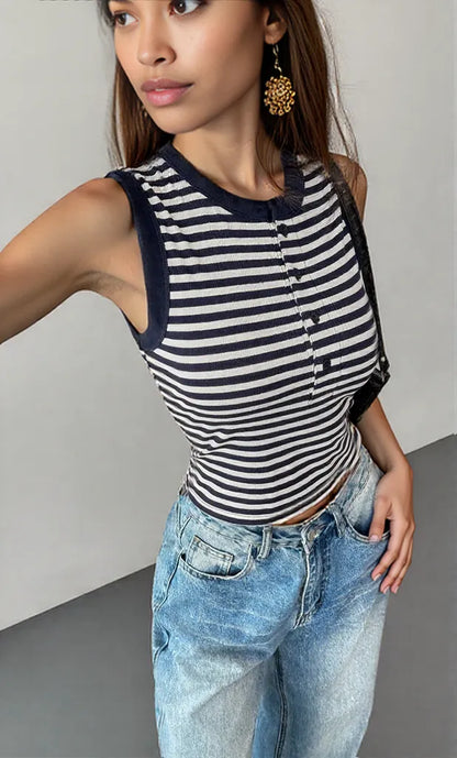 Striped Round Neck Tank