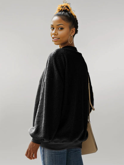 Ivy Lane Mock Neck Dropped Shoulder Sweatshirt