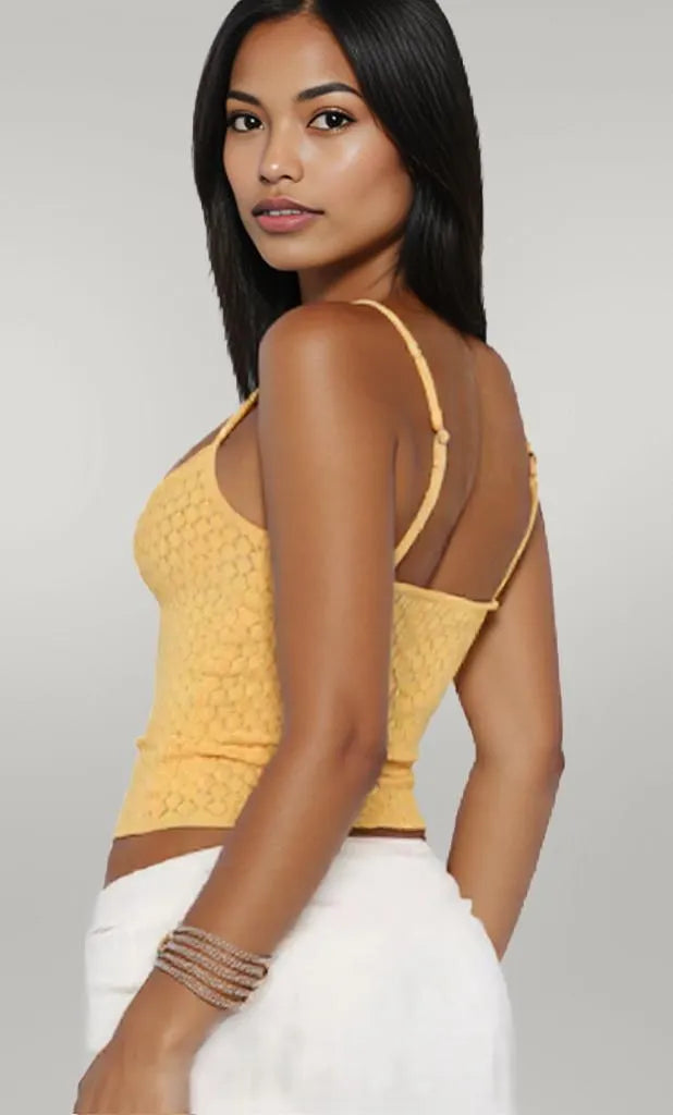 Lace Square Neck Cami Gold
