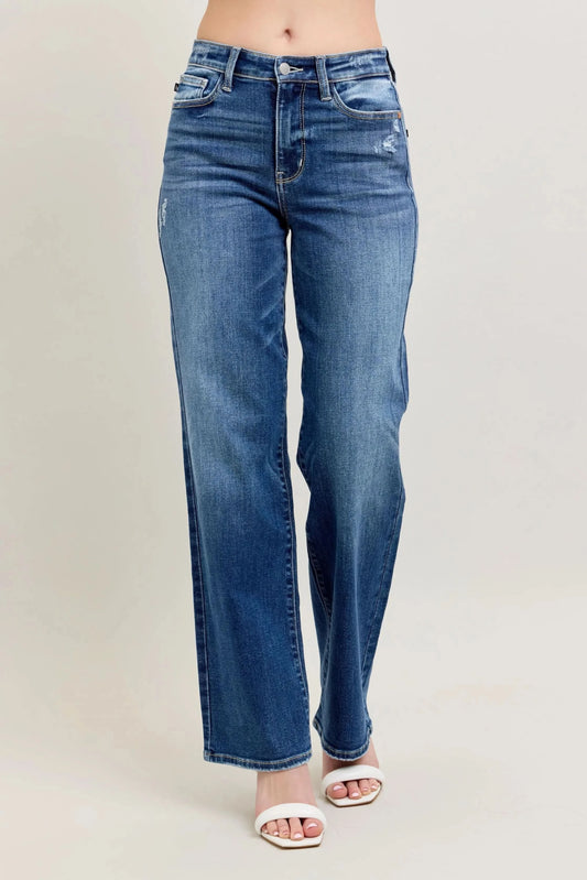 Judy Blue Full Size High Waist 90's Straight Leg Jeans DK