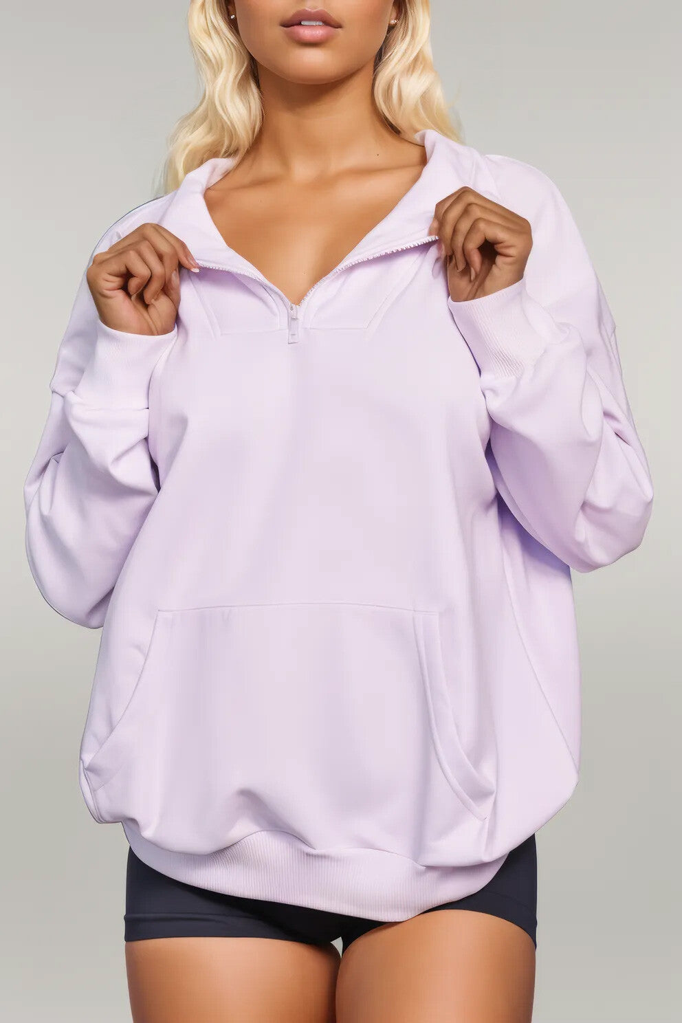 Quarter Zip Dropped Shoulder Sweatshirt