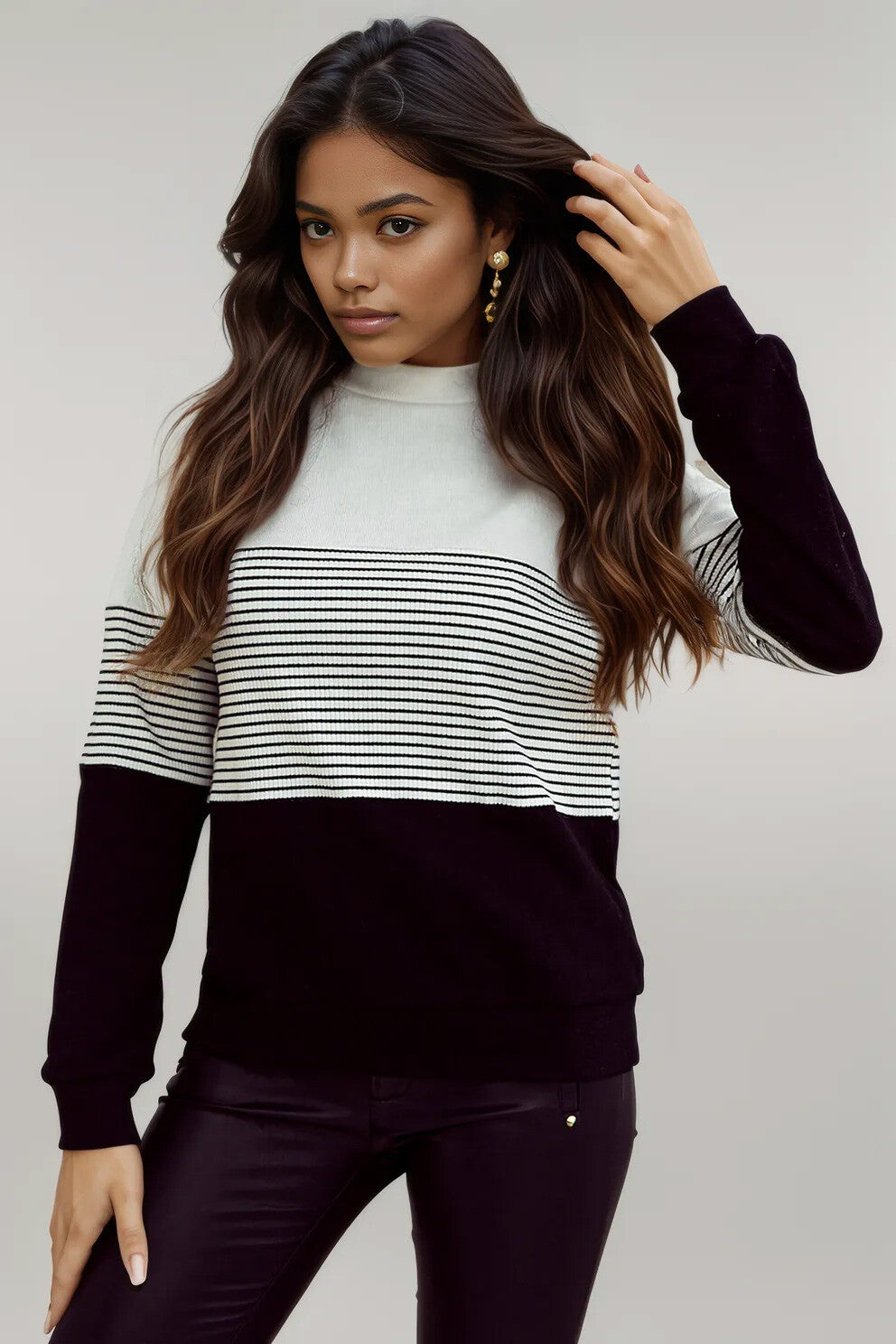 Striped Dropped Shoulder Long Sleeve