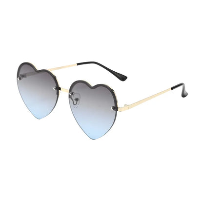 Heart-Shaped Half-Rim Metal Sunglasses Kh Love-gray blue