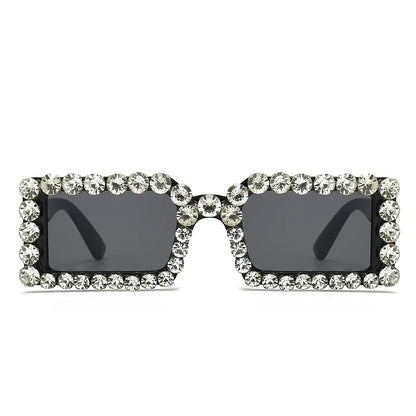 Retro Fashion Diamond Embedded Square Frame Sunglasses