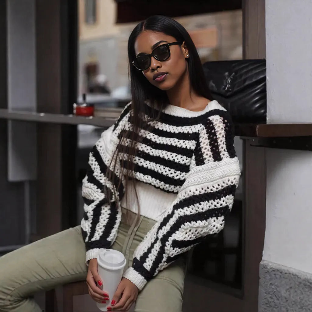 French Vintage Hollow Out Tassel Long Sleeve