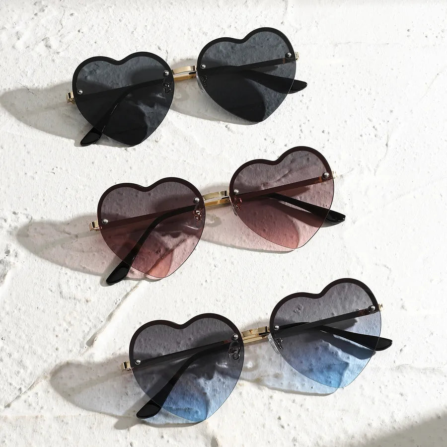 Heart-Shaped Half-Rim Metal Sunglasses