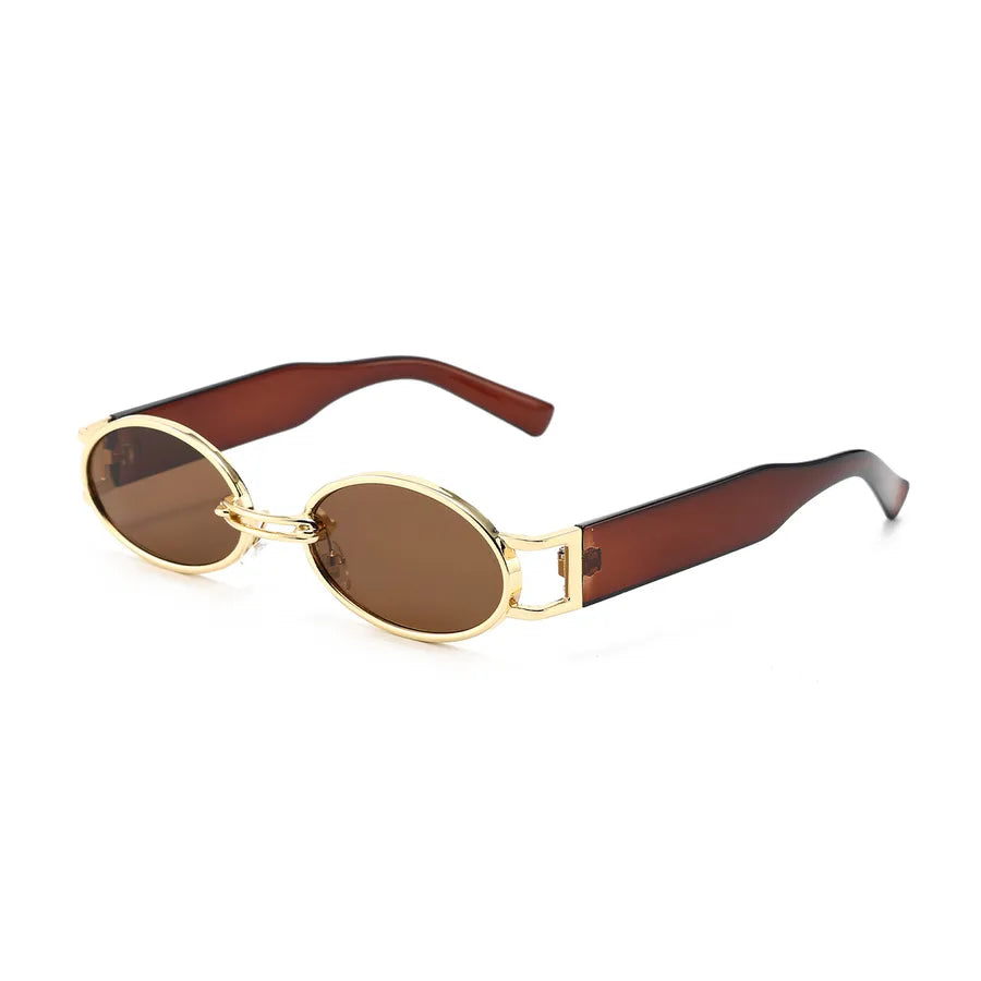 Retro Oval Frame Sunglasses As Picture Tea Leg Dried