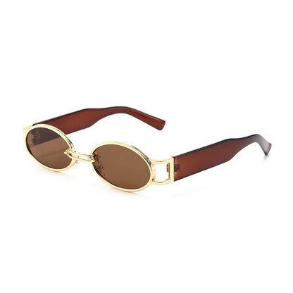 Retro Oval Frame Sunglasses As Picture Tea Leg Dried