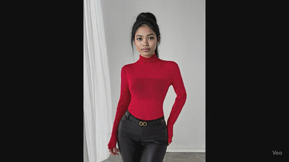 Glitter Long Sleeve Fitted Top