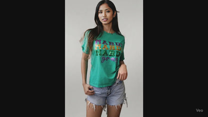 Sea Green Sequin Mardi Gras Letter Graphic T Shirt