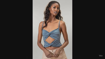 BiBi Rayon Span Jersey Knit Double Twist Front Cami Top